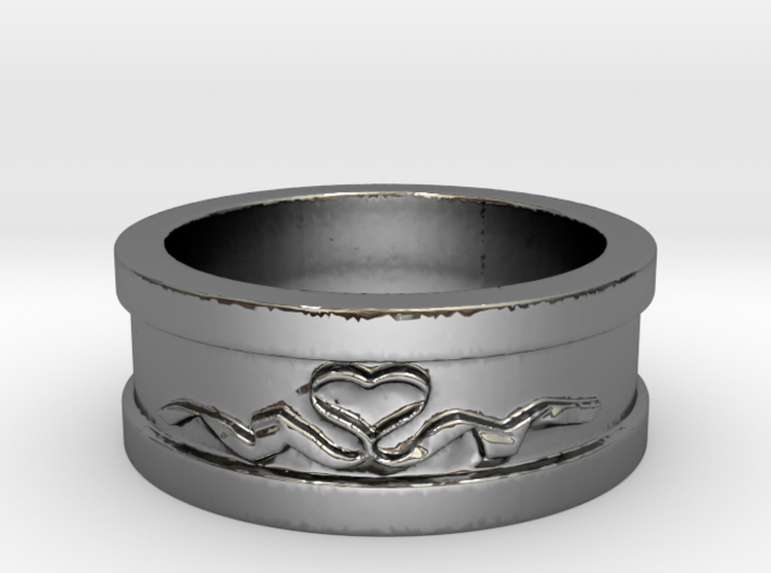 Heart Ribbon Valentine's Ring Size 8 3d printed