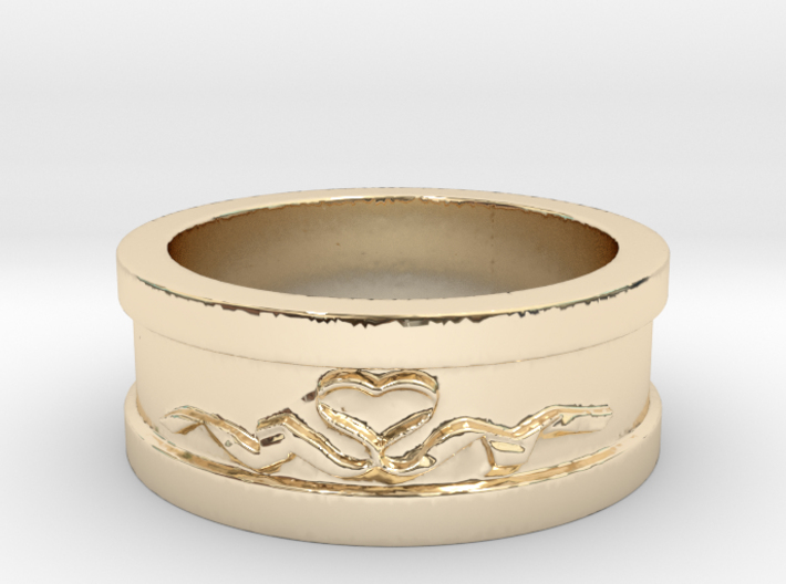 Heart Ribbon Valentine's Ring Size 8 3d printed