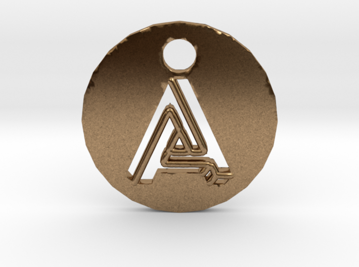 initial &quot;A&quot; pendant 3d printed Raw Brass