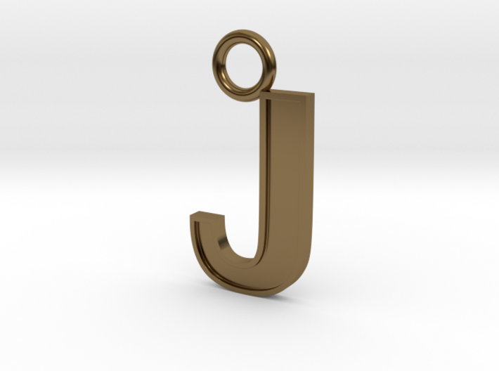 Letter J Key Ring Charm with decorative back holes 3d printed