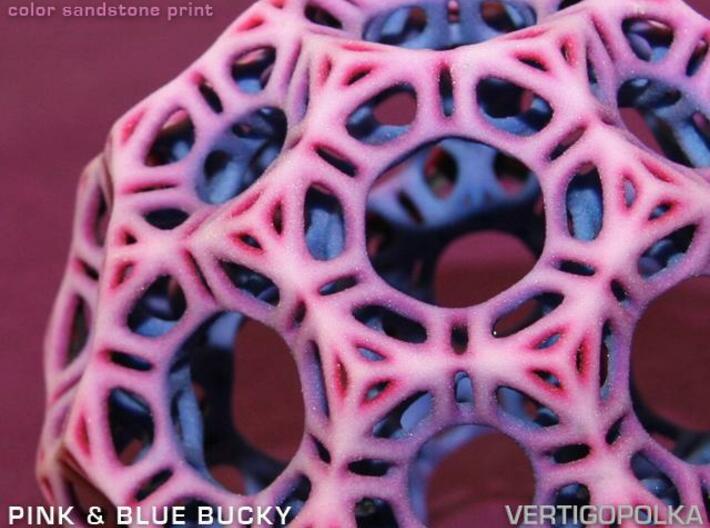Pink and Blue Bucky 3d printed color sandstone print - close