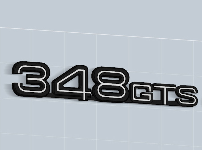 348GTS BADGE 3d printed 348 GTS badge in Matte Black Steel with white plastic inserts -sold apart-, render.