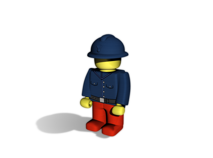 5 x Adrian 3d printed Example figurine wearing the helmet in  pWSF and colored blue