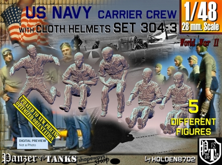 1/48 USN Carrier Deck Crew Set304-3 3d printed