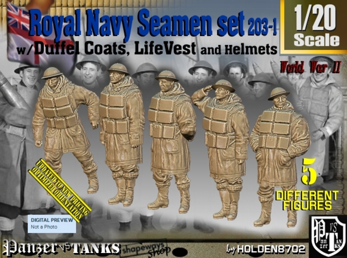 1/20 Royal Navy D-Coat+Lifevst Set203-1 3d printed