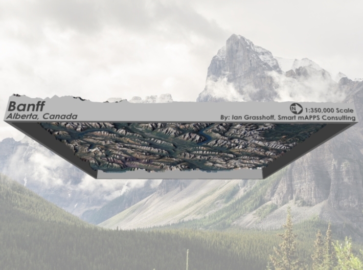 Banff Region, Alberta Canada: 8"x10" 3d printed 