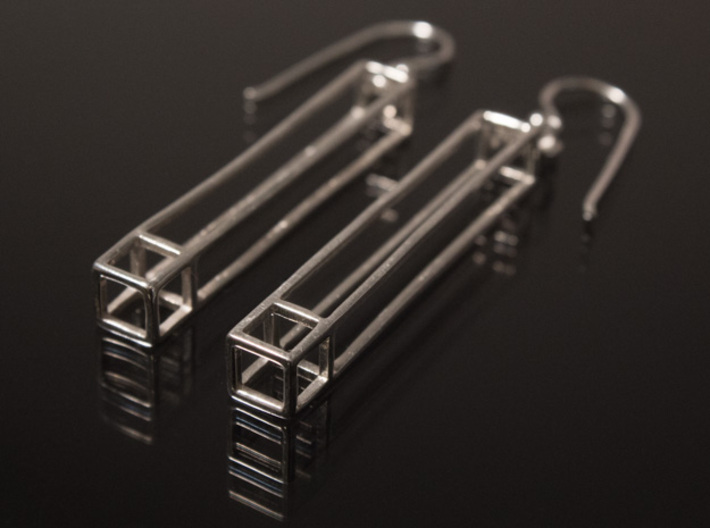 Rectangular Prism Drop Earrings 3d printed Shown with jump rings and ear wires (not Included)