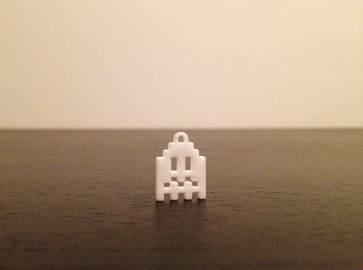 Pac Man Ghost 8-bit Earring 1 (looks L/R) 3d printed NOT this model - White Strong & Flexible Polished