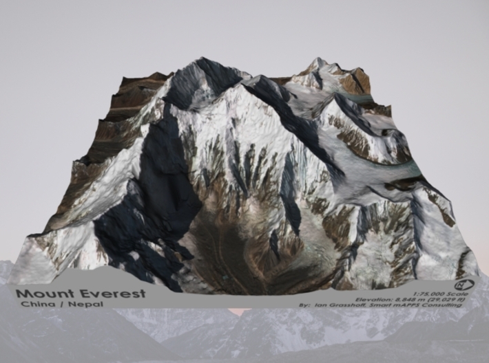 Mount Everest: 9&quot;x9&quot; 3d printed