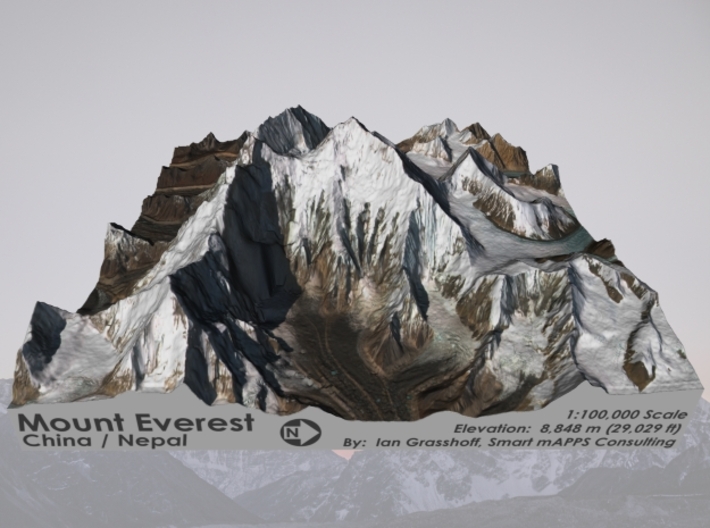 Mount Everest: 6&quot;x6&quot; 3d printed