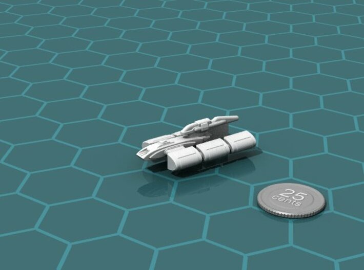 Xuvaxi Allocator 3d printed Render of the model, with a virtual quarter for scale.