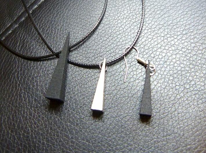 Minimalist pyramidal pendant or earrings 3d printed 
