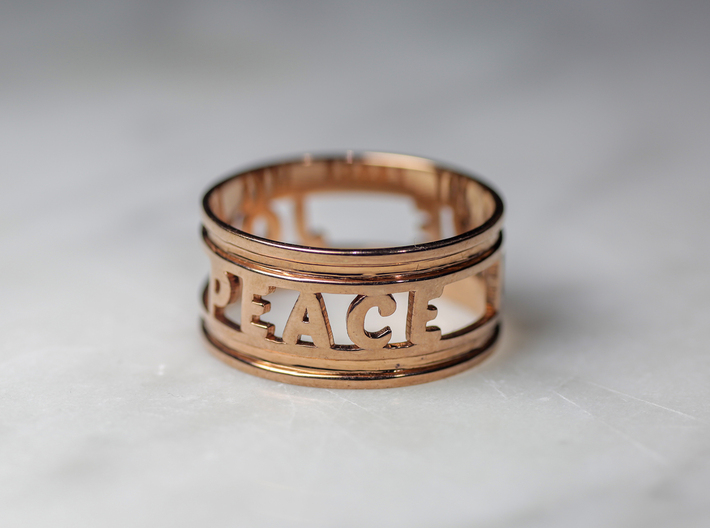 Peace Love Joy, 14k Rose Gold Plated 3d printed