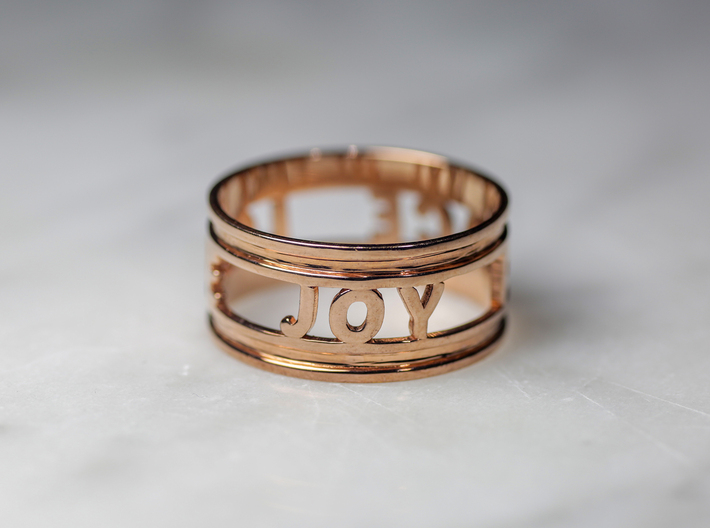 Peace Love Joy, 14k Rose Gold Plated 3d printed 