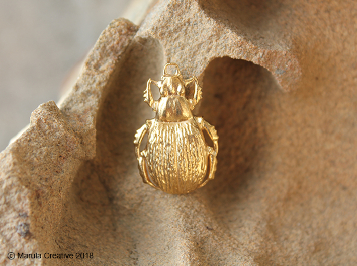Green Carab Beetle pendant 3d printed Green Carab Beetle pendant in raw brass