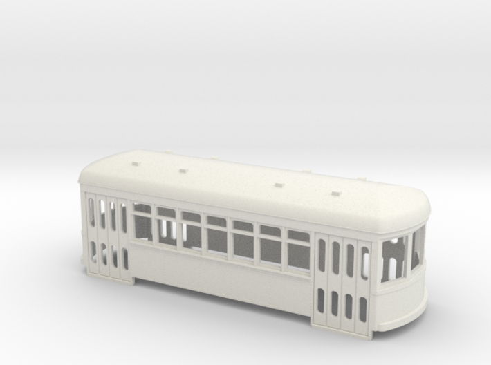 S scale Single truck trolley car 3d printed