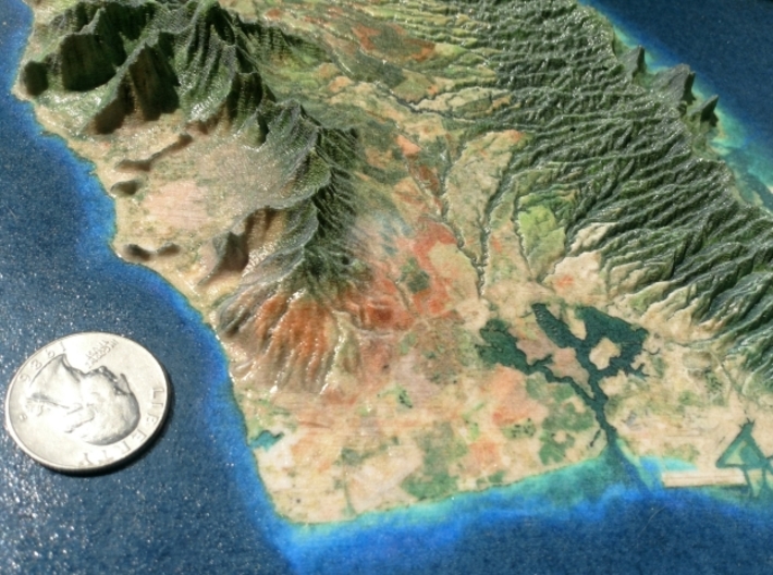 Oahu Map, Hawaiian Islands 3d printed 