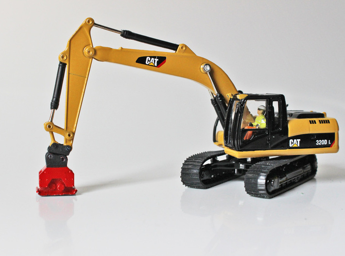 HO - Compactor for 20-25t excavators 3d printed Painted and assembled model. Excavator not included.