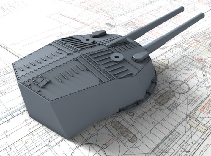 1/192 HMS Invincible 1916 12" MKX Guns x4 3d printed 3d render showing Turret P and Q detail