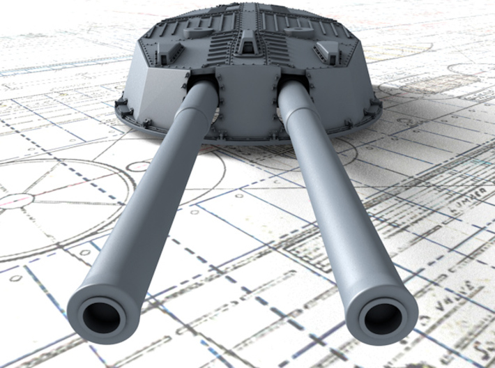 1/200 HMS Invincible 1907 12" MKX Guns x4 3d printed 3d render showing Turret P and Q detail