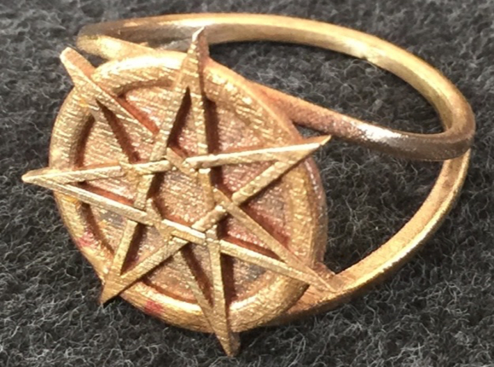 Dramatic Fairy star ring 3d printed Heptagram ring in raw bronze. 