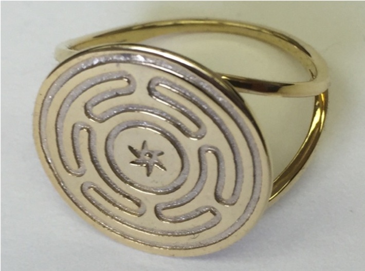Wheel of Hecate ring 3d printed Hecate's Wheel in gold-plated over polished brass