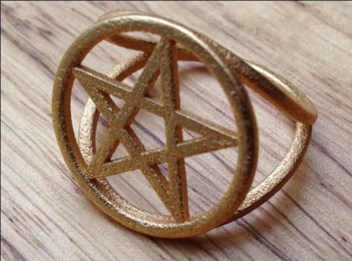 Pentacle ring 3d printed Pentacle ring in raw brass, 