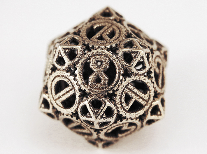 Gears Delirium D20 XL 3d printed Polished Bronzed Silver Steel