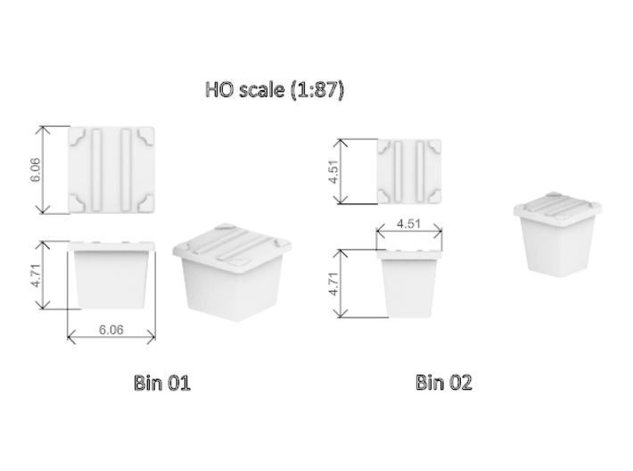 Trash bin  04 .HO Scale 1:87 3d printed 