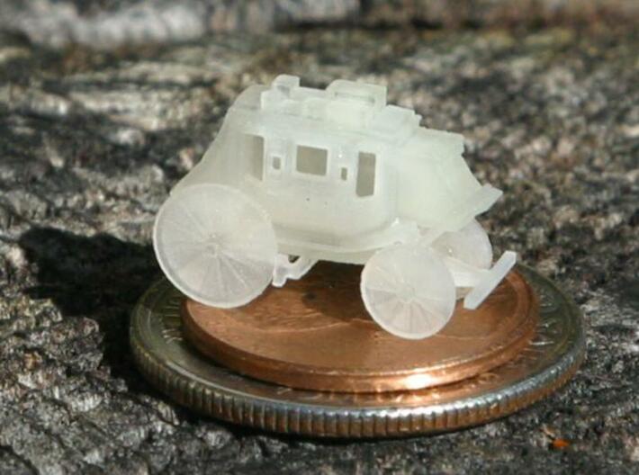 Z Scale Stagecoach 3d printed Photographed sitting on a penny.