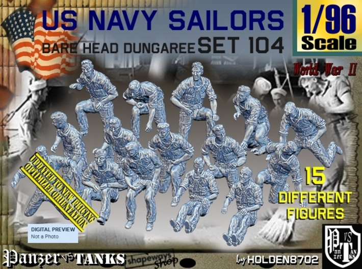 1/96 USN Dungaree Barehead Set 104 3d printed