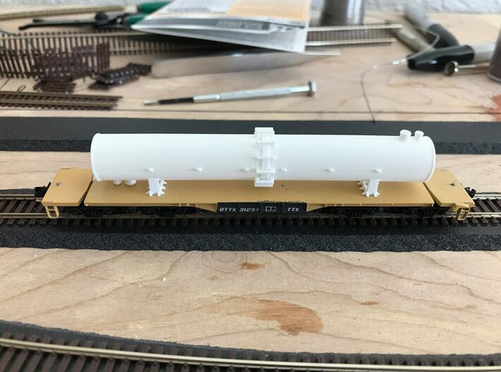 Flatcar Load - Fraction Tower - Zscale 3d printed Painting and Photo by Joe Fehr - Nscale version shown here
