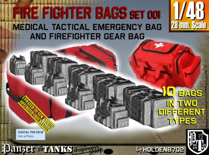 1/48 Med Tac Emerg-Firefight Gear Bag Set001 3d printed