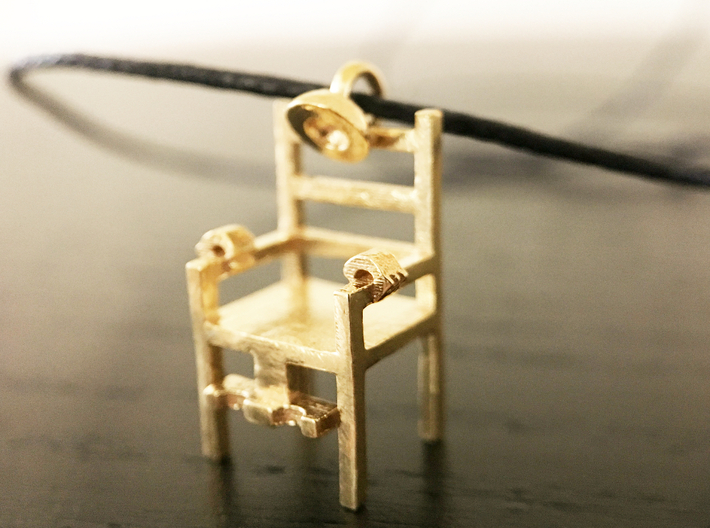 Electric Chair Pendant 3d printed Raw Brass
