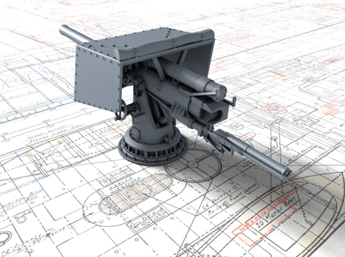 1/72 V & W Class 4"/45 (10.2 cm) MKV CPII Gun x1 3d printed 3d render showing product detail