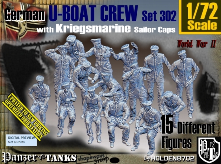 1/72 German U-Boot Crew Set302 3d printed