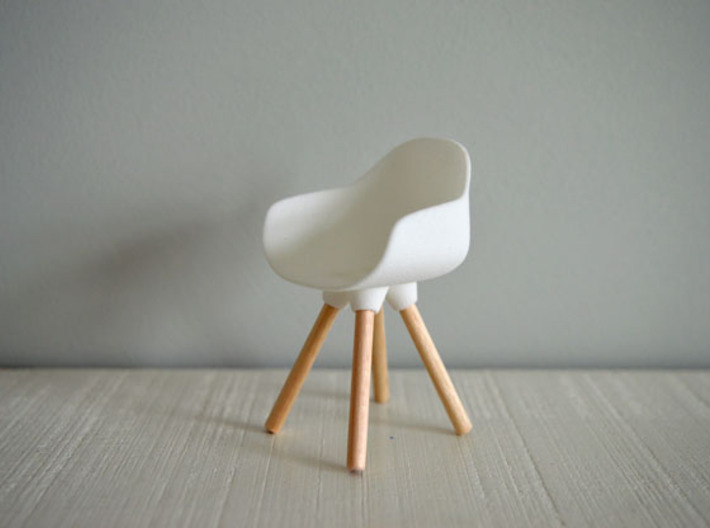 1:12 Chair v3 wooden legs 2 3d printed Stoel v3 houten poten 2 - wit