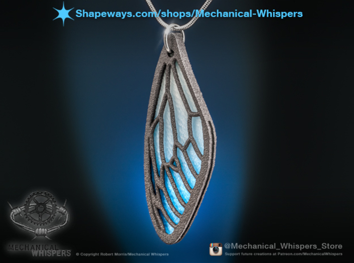 Cicada Wing Pendant - Outside 3d printed Shown with the plastic insert (sold separately), which was dyed with Rit, post printing.