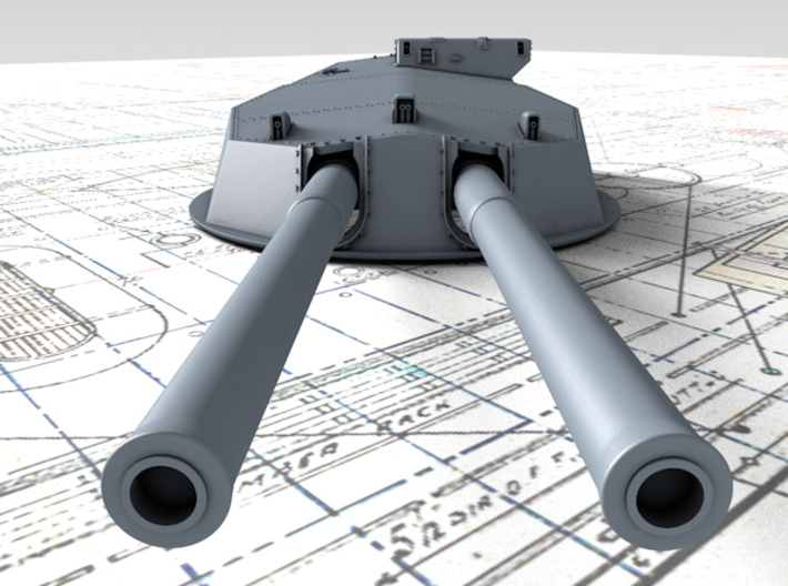 1/350 HMS Australia/New Zealand 1914 12" MKX Guns  3d printed 3d render showing Turret P, Q and Y  detail