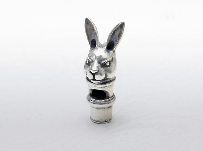 Silver Rabbit Whistle 3d printed 