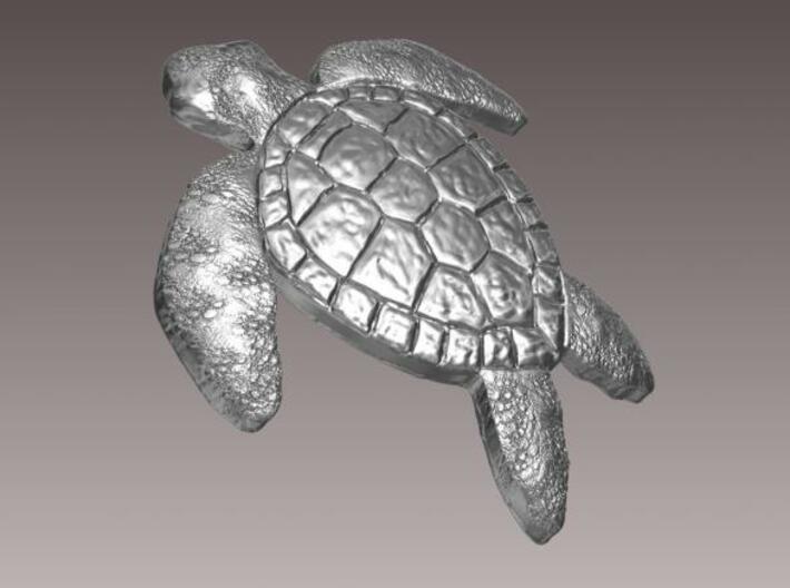 Turtle Pendant or Brooch 3d printed Rendered in silver