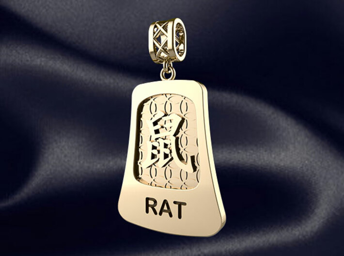 Chinese 12 animals pendant with bail - the rat 3d printed RENDER PREVIEW