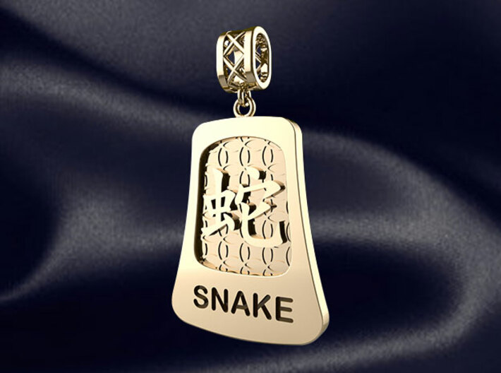 Chinese 12 animals pendant with bail - the snake 3d printed RENDER PREVIEW