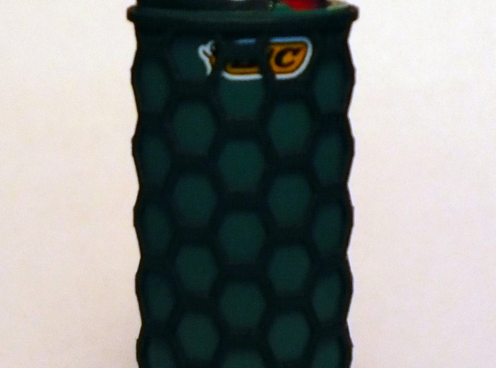 Honey Comb Lighter Case 3d printed Green Bic