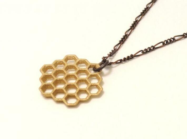 Honeycomb Slice Pendant 3d printed Chain not included.
