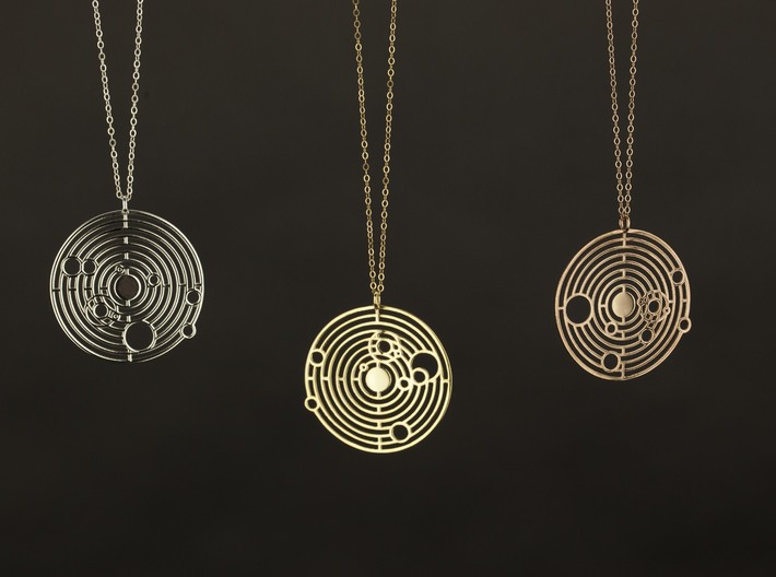 Personalized Solar System Necklace 3d printed 