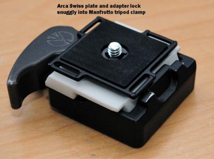 Arca Swiss to Manfrotto tripod plate adapter 3d printed 