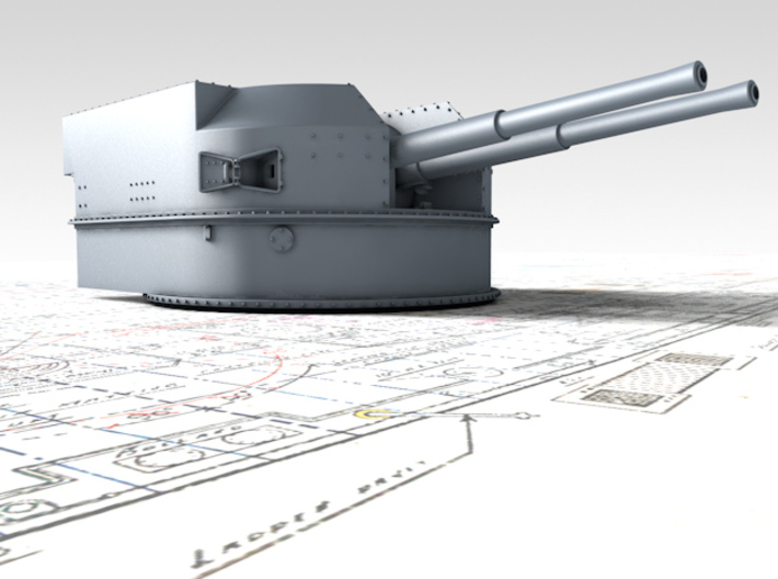 1/144 Battle Class 4.5"/45 QF MKIV RP10 Gun x2 3d printed 3d render showing product detail