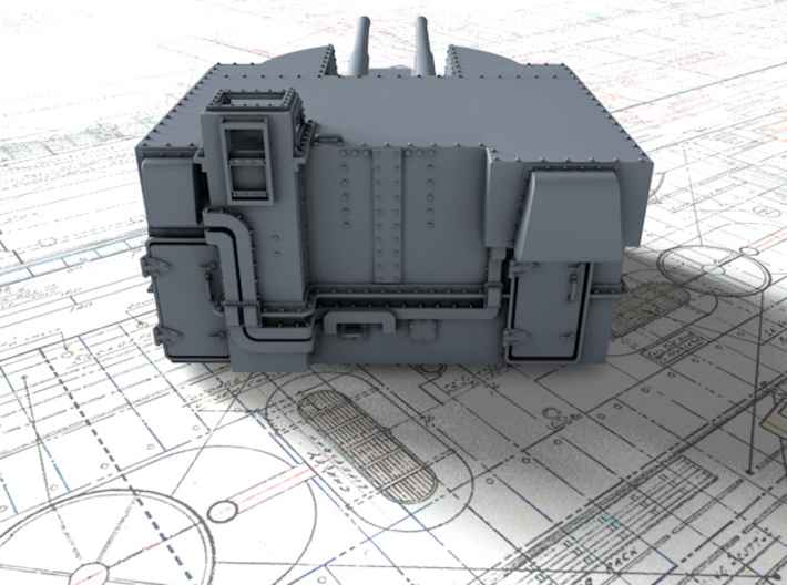 1/144 Battle Class 4.5"/45 QF MKIV RP10 Gun x2 3d printed 3d render showing product detail