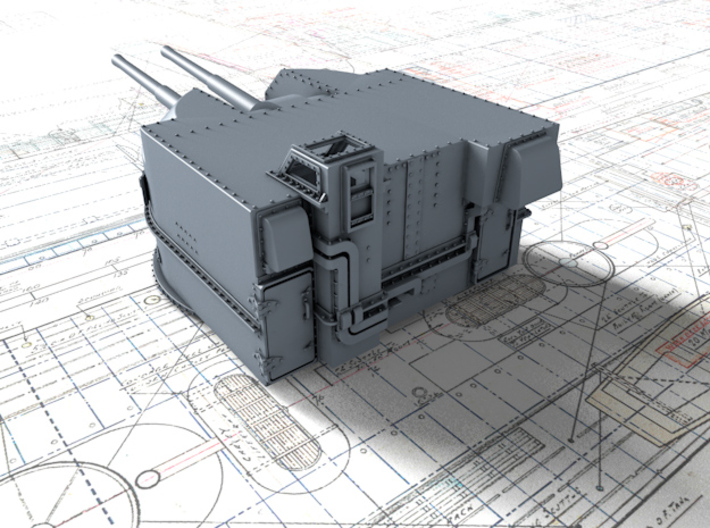 1/192 Battle Class 4.5"/45 QF MKIV RP10 Gun x2 3d printed 3d render showing product detail